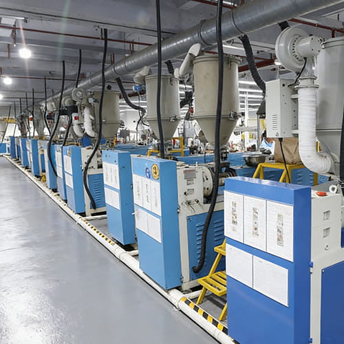 Efficient LED profile and lens production line at Baiwei factory
