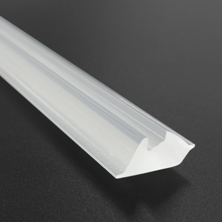 Close-up detail of Baiwei L522 extruded linear lens profile showing optical surface texture
