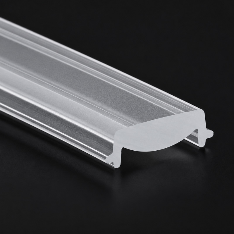 Close-up detail of Baiwei L523 extruded linear lens profile showing optical surface texture