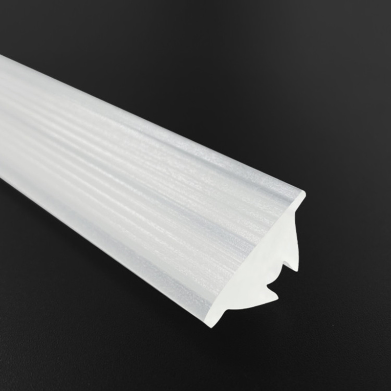 Close-up detail of Baiwei L525 extruded linear lens profile showing optical surface texture